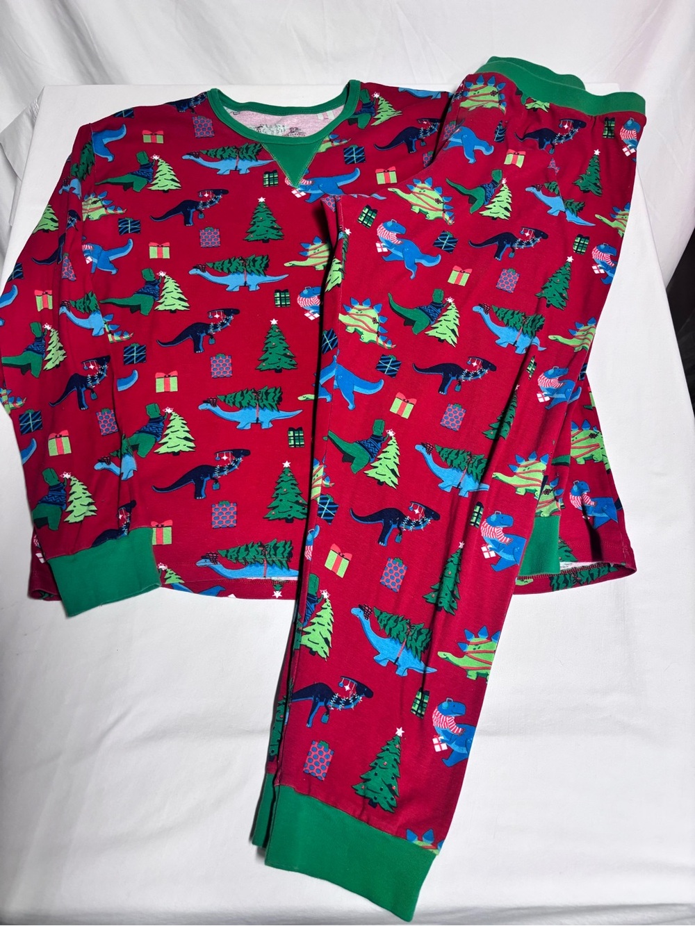 Wondershop Men’s XL Christmas Dinosaur Pajama Set Red 100% Cotton Holiday PJs